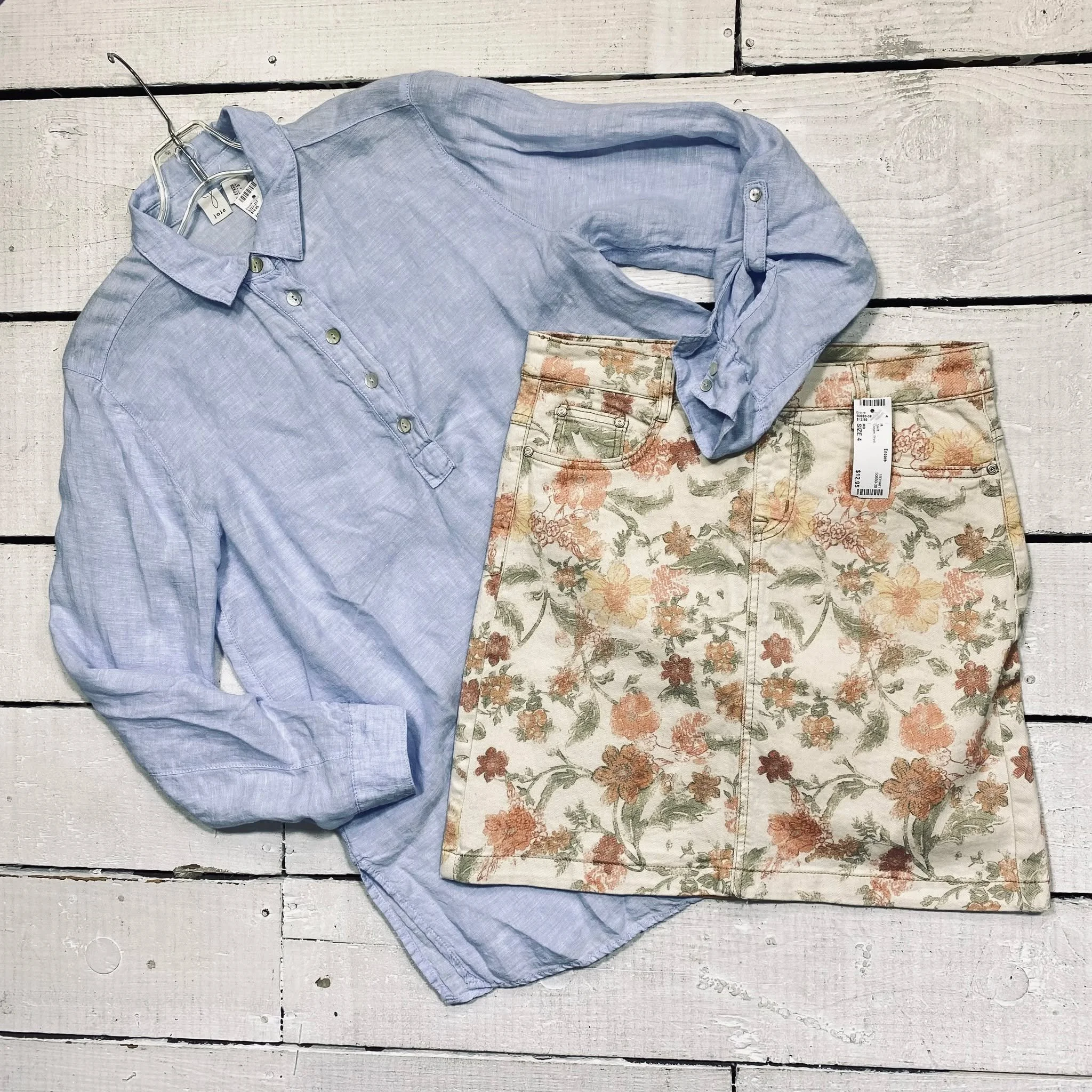 Joie Top Size L, $14.95
MB Skirt Size 4, $12.95