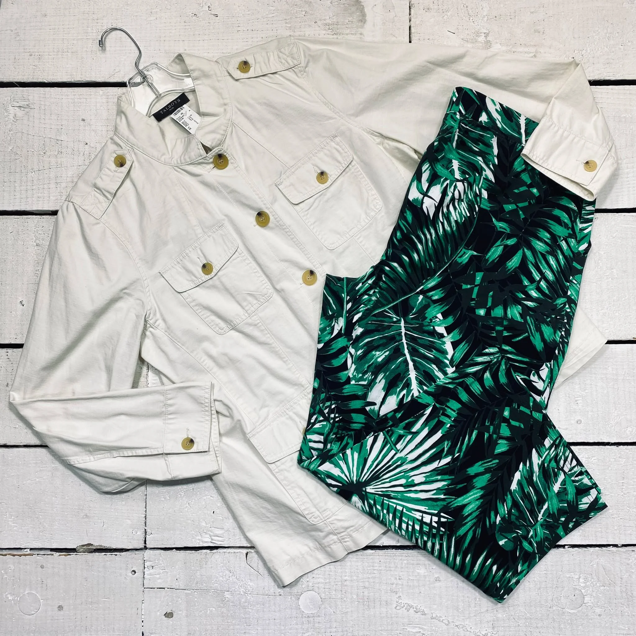 Talbots Spring Jacket Size 1X, $35.95
d &amp; co Capris Size 18, $10.95