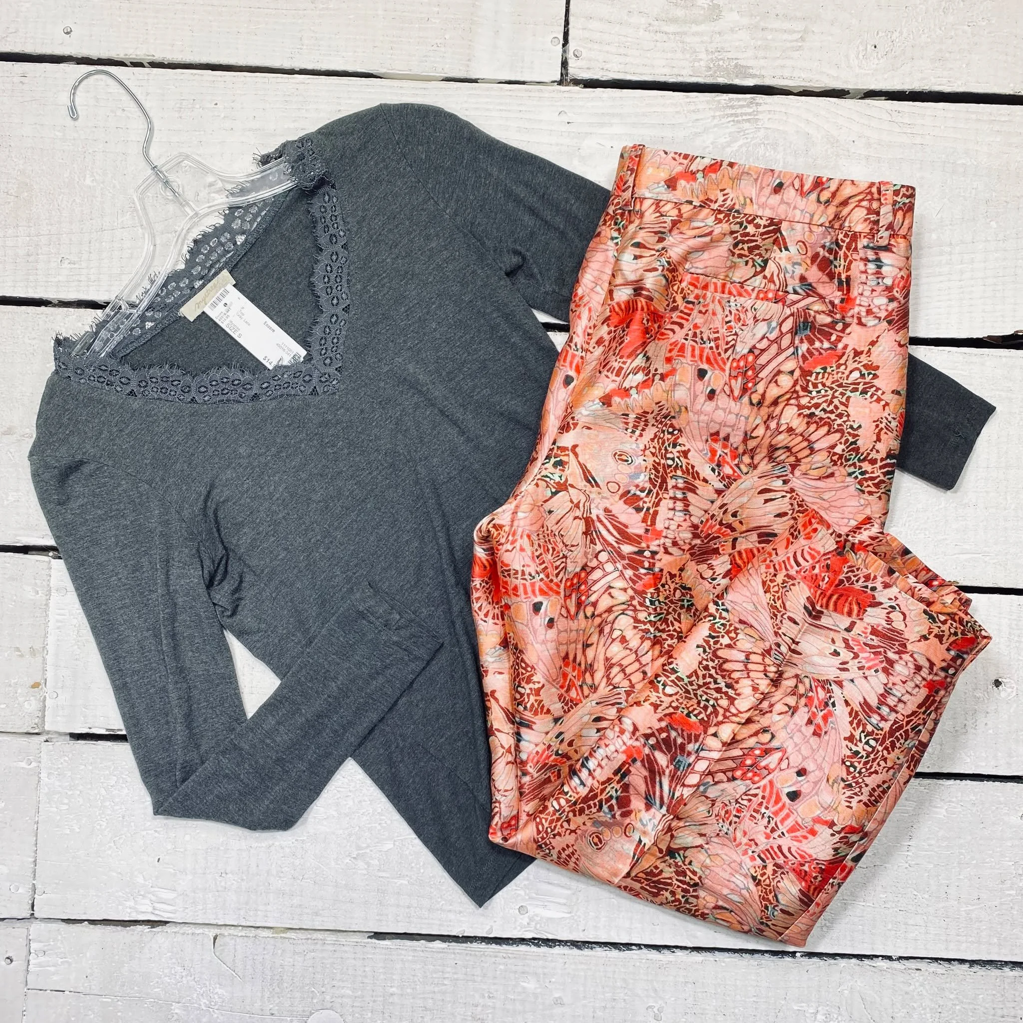 Mystree Top Size S, $14.95
J Crew Pants Size 12, $18.95