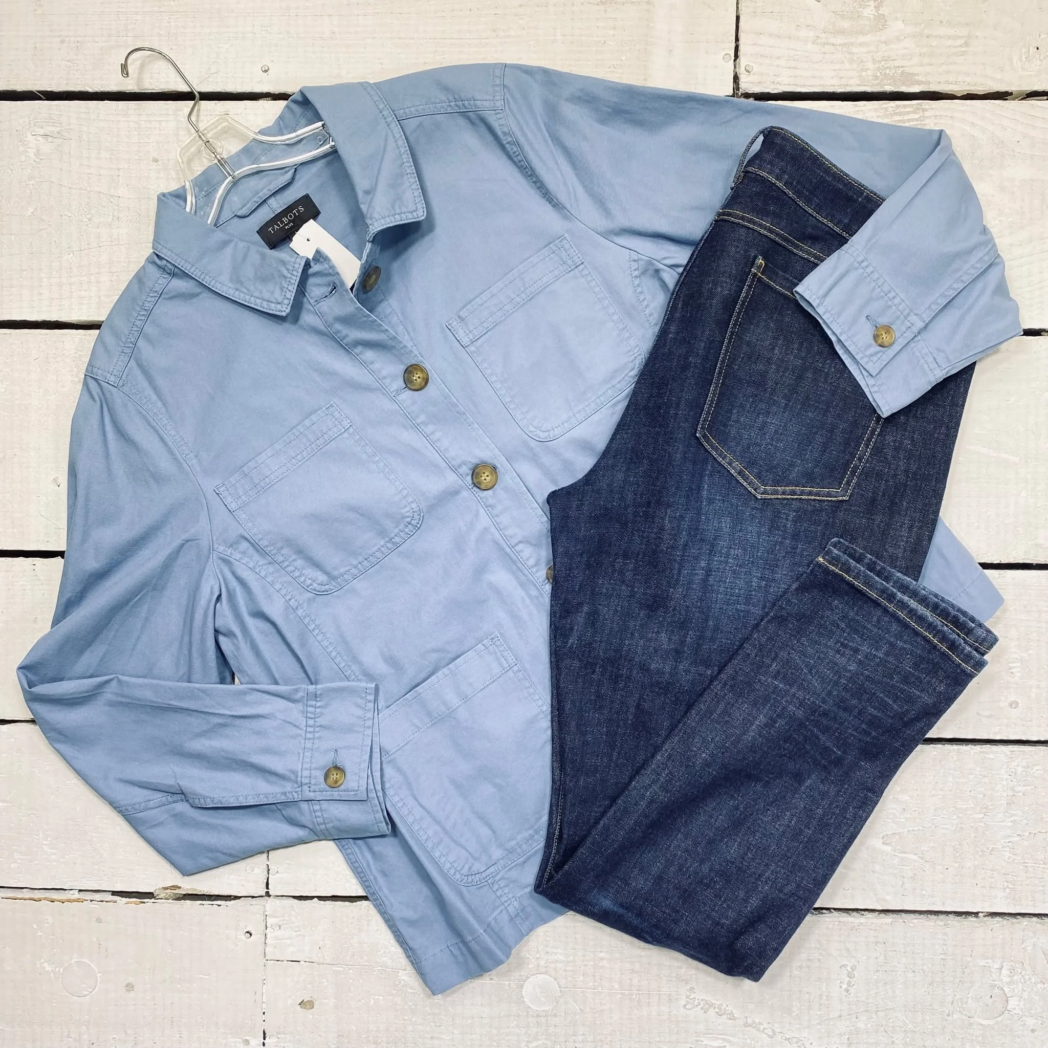 Talbots Spring Jacket Size 1X, $35.95
Cabi Jeans Size 14, $22.95