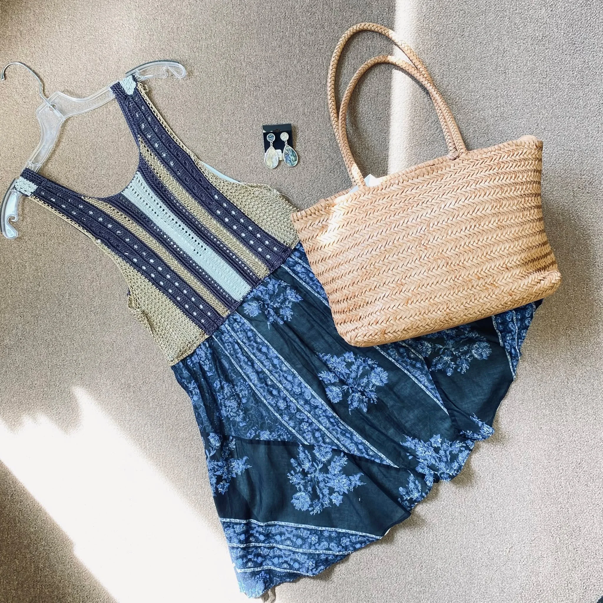 Free People Dress Size 8, $28.95
Purse, $40.95
Earrings, $7.26