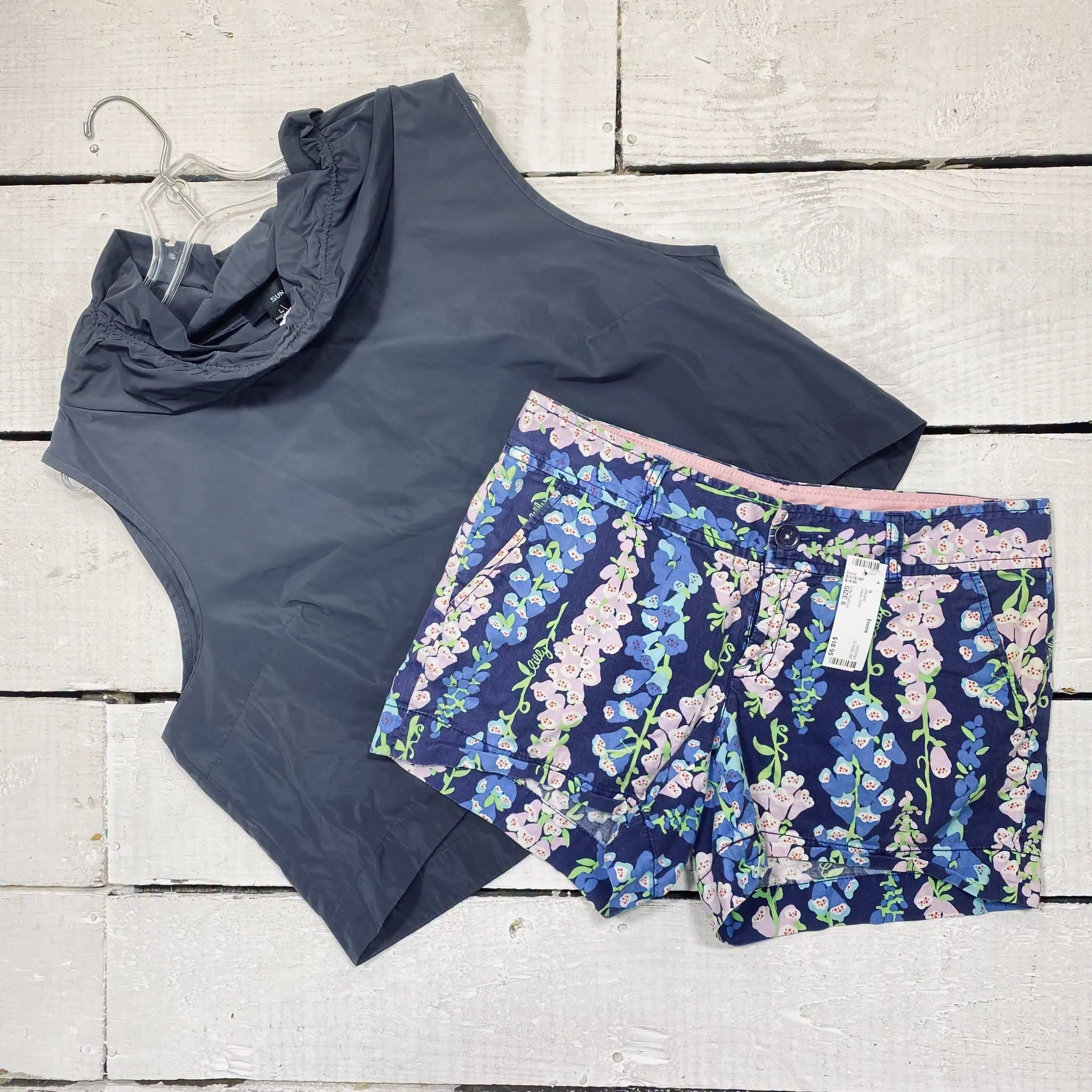 Sun Kim Shell Size L, $18.95
Lilly Pulitzer Shorts Size 6, $18.95