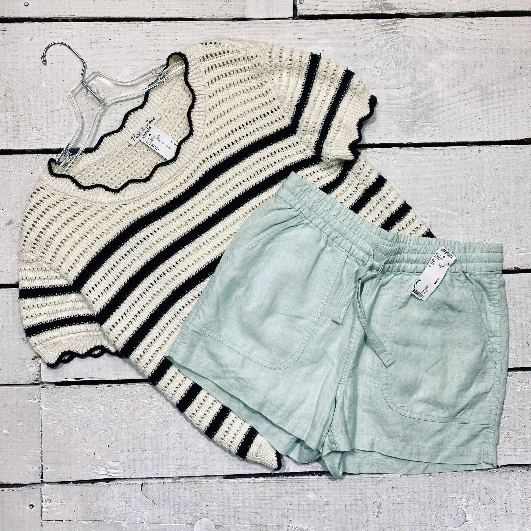 Top Size L, $12.95
J Crew Shorts Size 4, $10.95