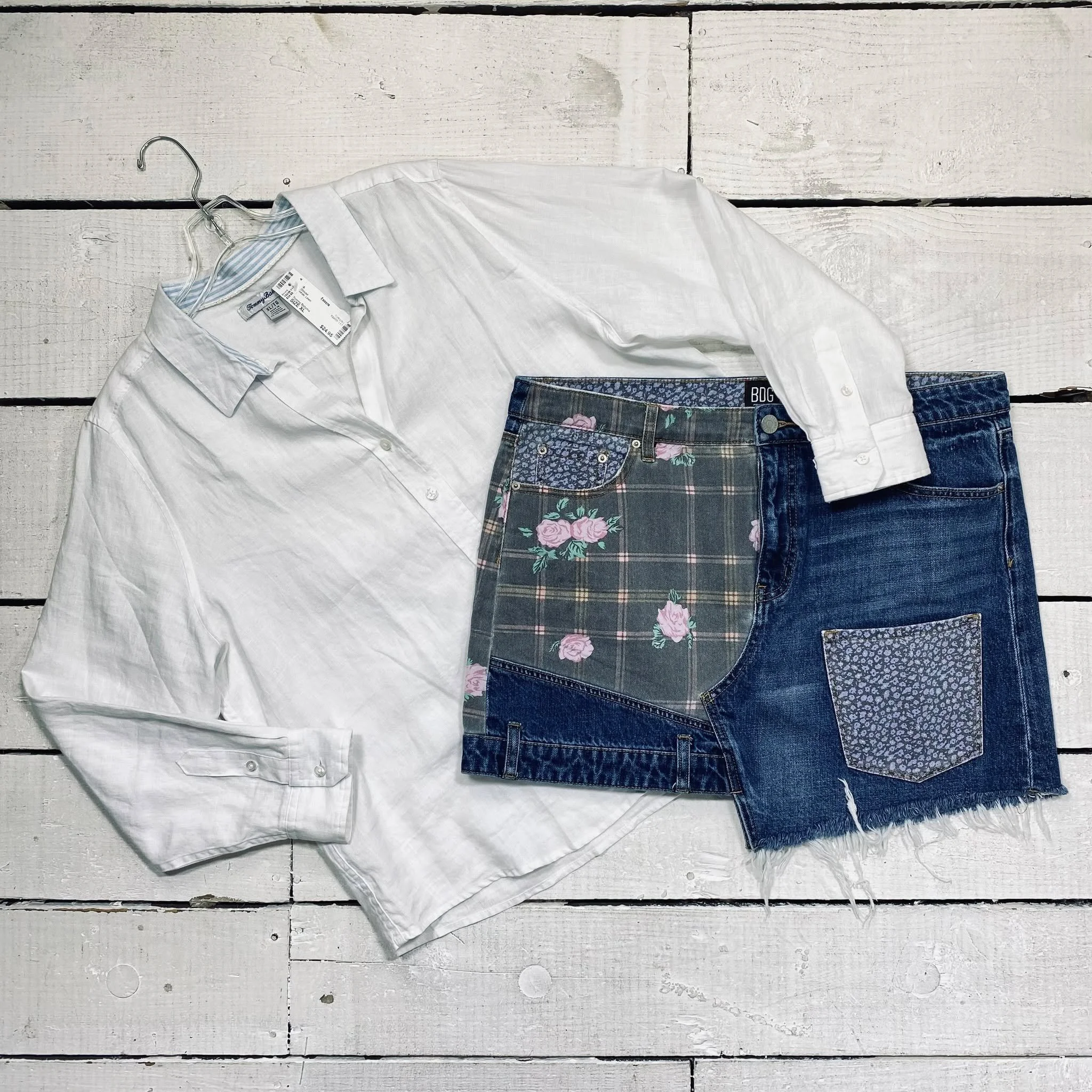 Tommy Bahama Blouse Size XL, $24.95
BDG Skirt Size 16, $20.95