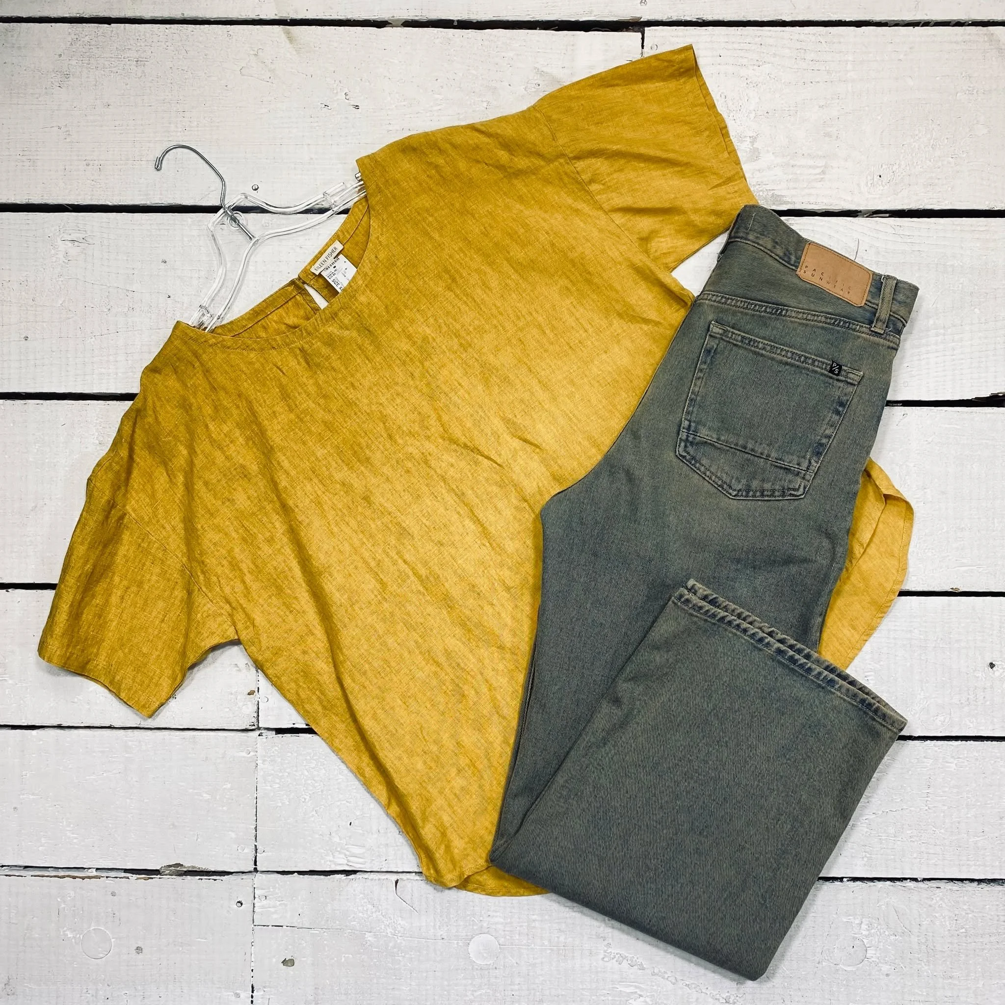 Eileen Fisher Top Size XL, $35.95
Pacsun Jeans Size 8, $15.95