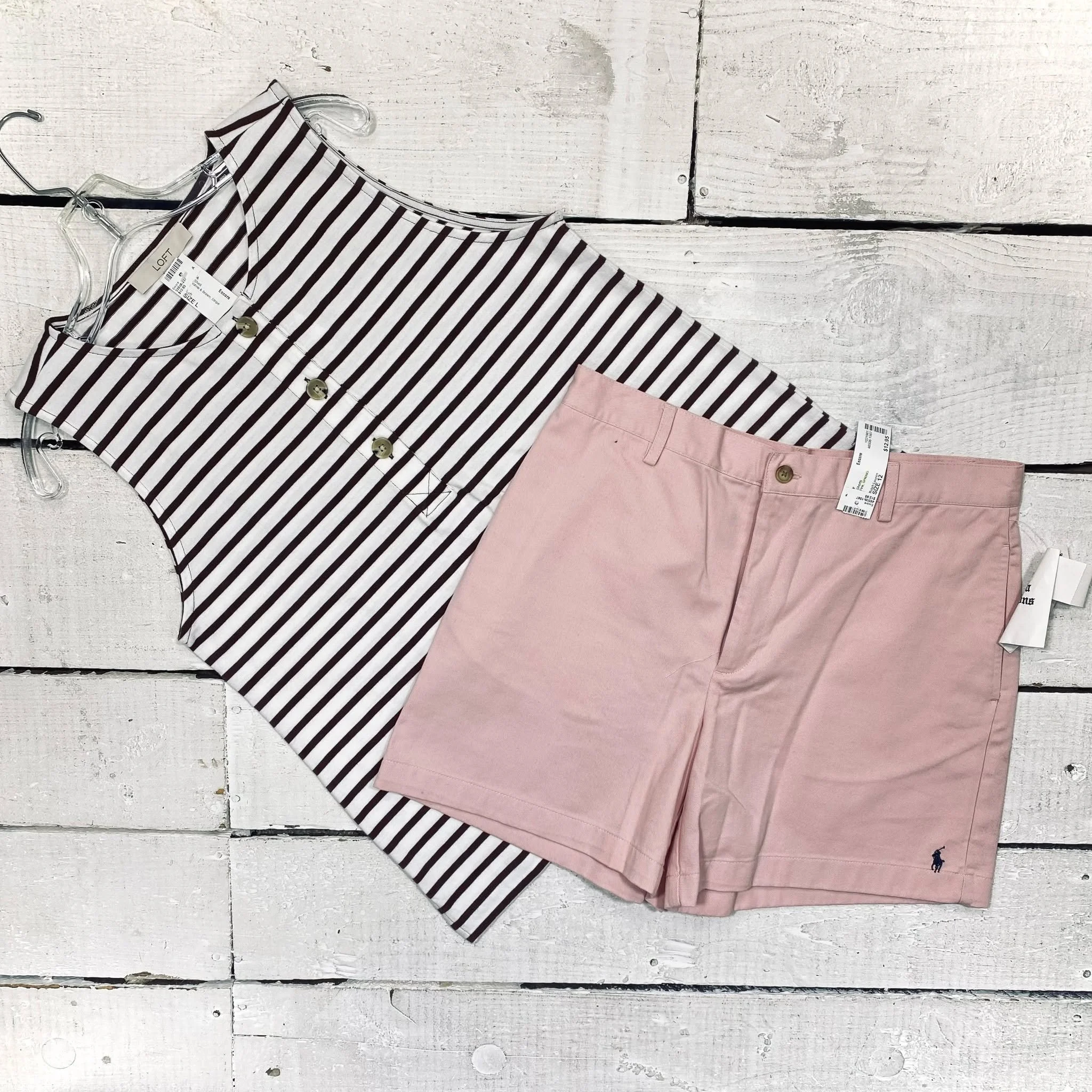 Loft Shell Size L, $10.95
Ralph Lauren Shorts Size 12, $12.95