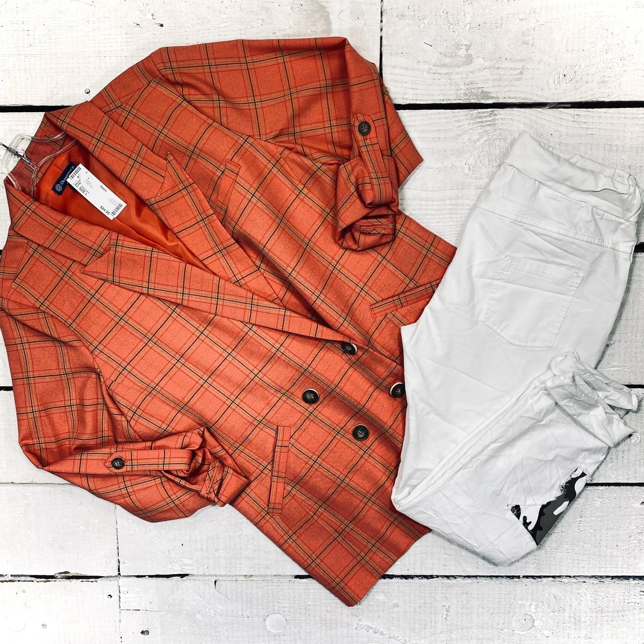 Democracy Blazer Size L, $24.95
Made in Italy Pants Size 10, $18.95