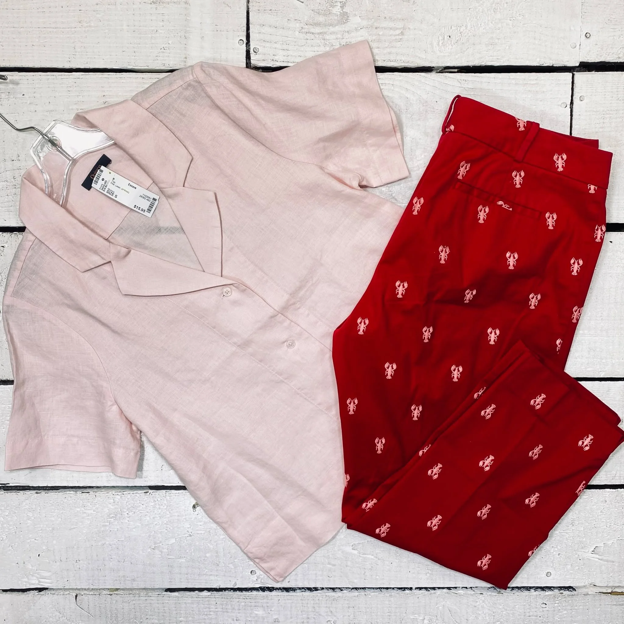 Quince Top Linen Size S, $15.95
Talbots Capris Size 8, $12.95