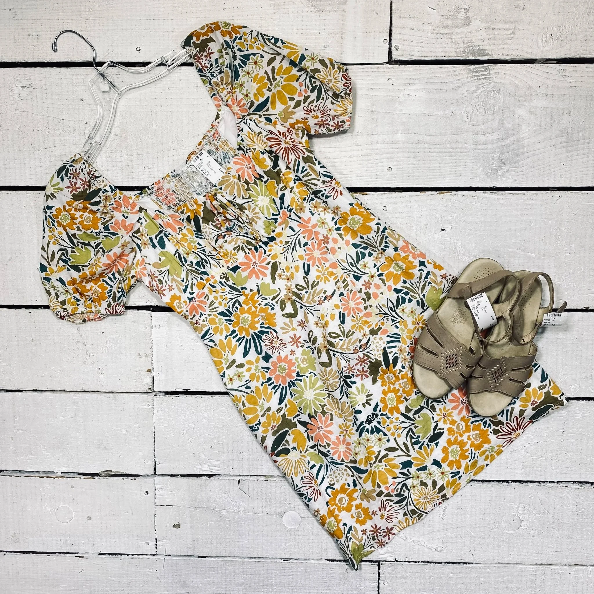 Sadie &amp; Sage Dress Size 6, $18.95
SAS Sandals Size 8, $22.95
