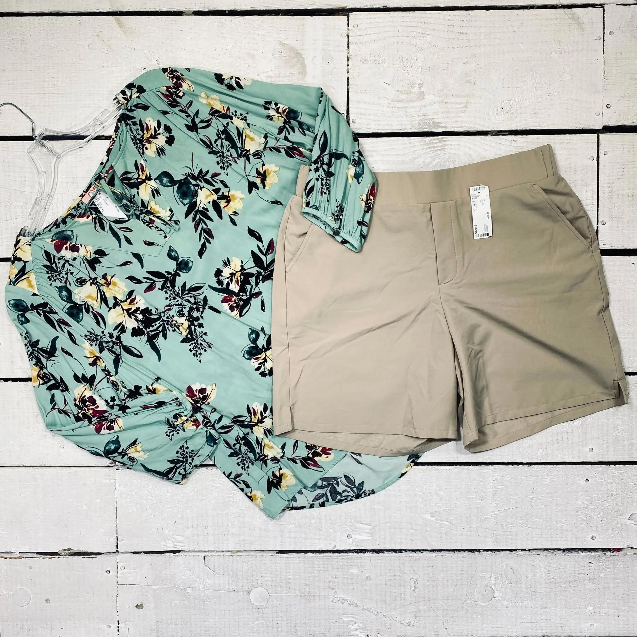 EVRI Top Size XL, $12.95
Tek Gear Shorts Size 14, $10.95