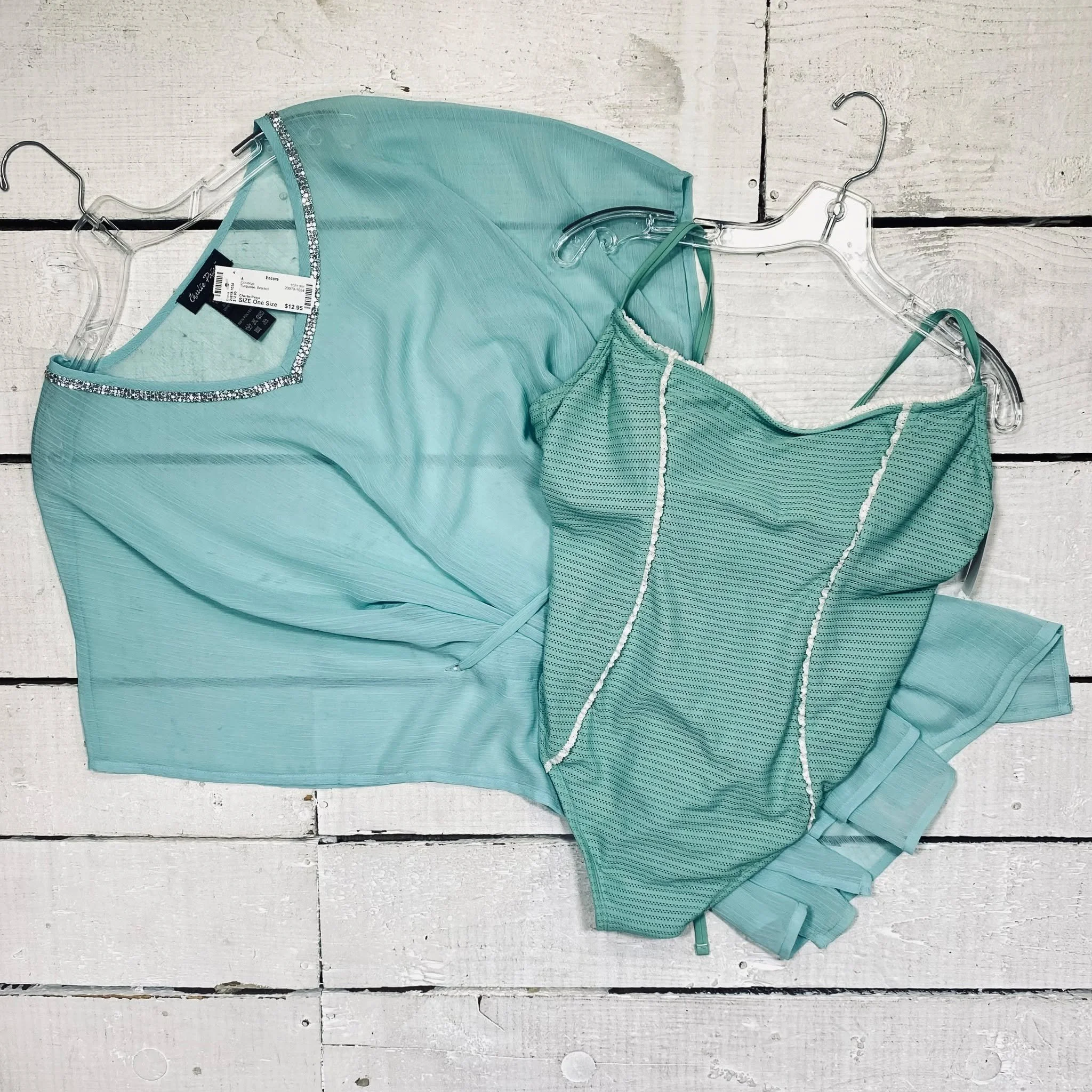 Charlie Paige Coverup, $12.95
Swimsuit Size XL, $10.95