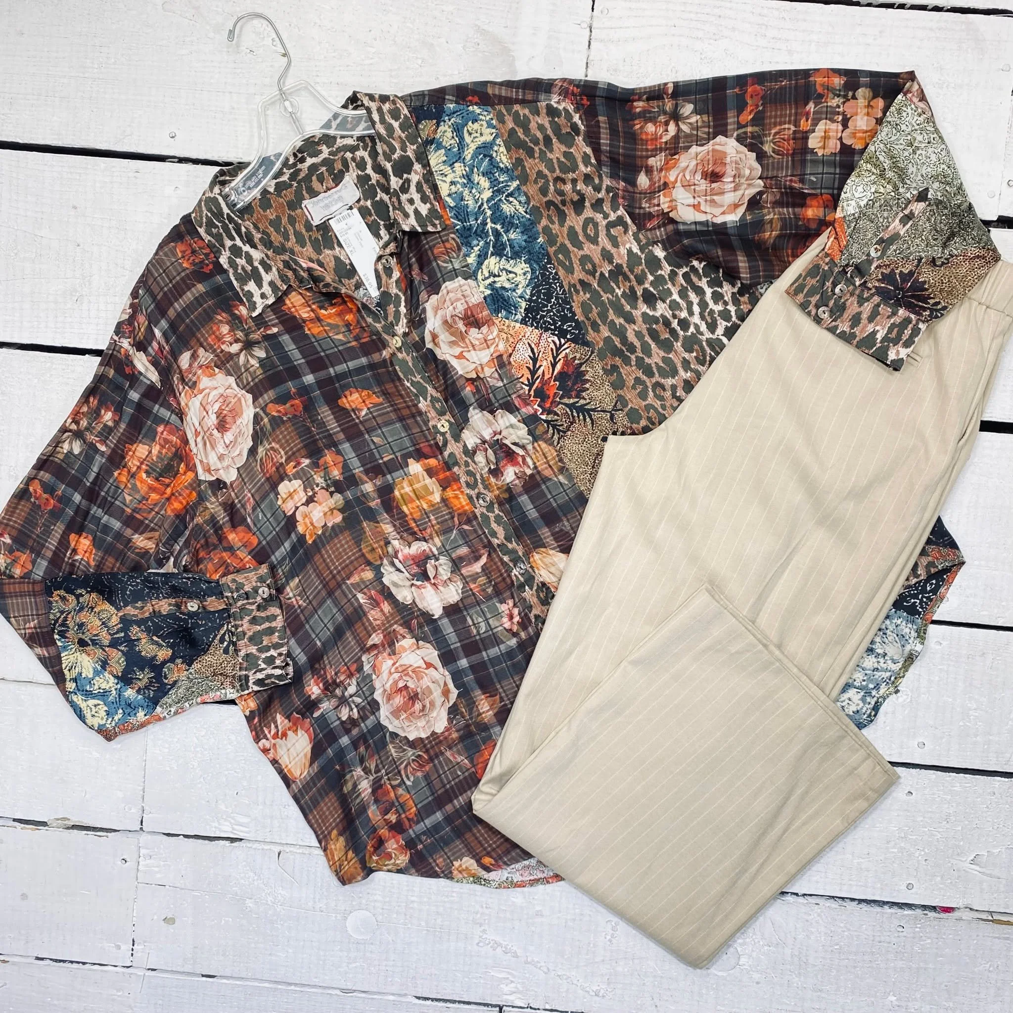 Johnny Was Blouse Size XL, $38.95
So Pants Size 14, $10.95