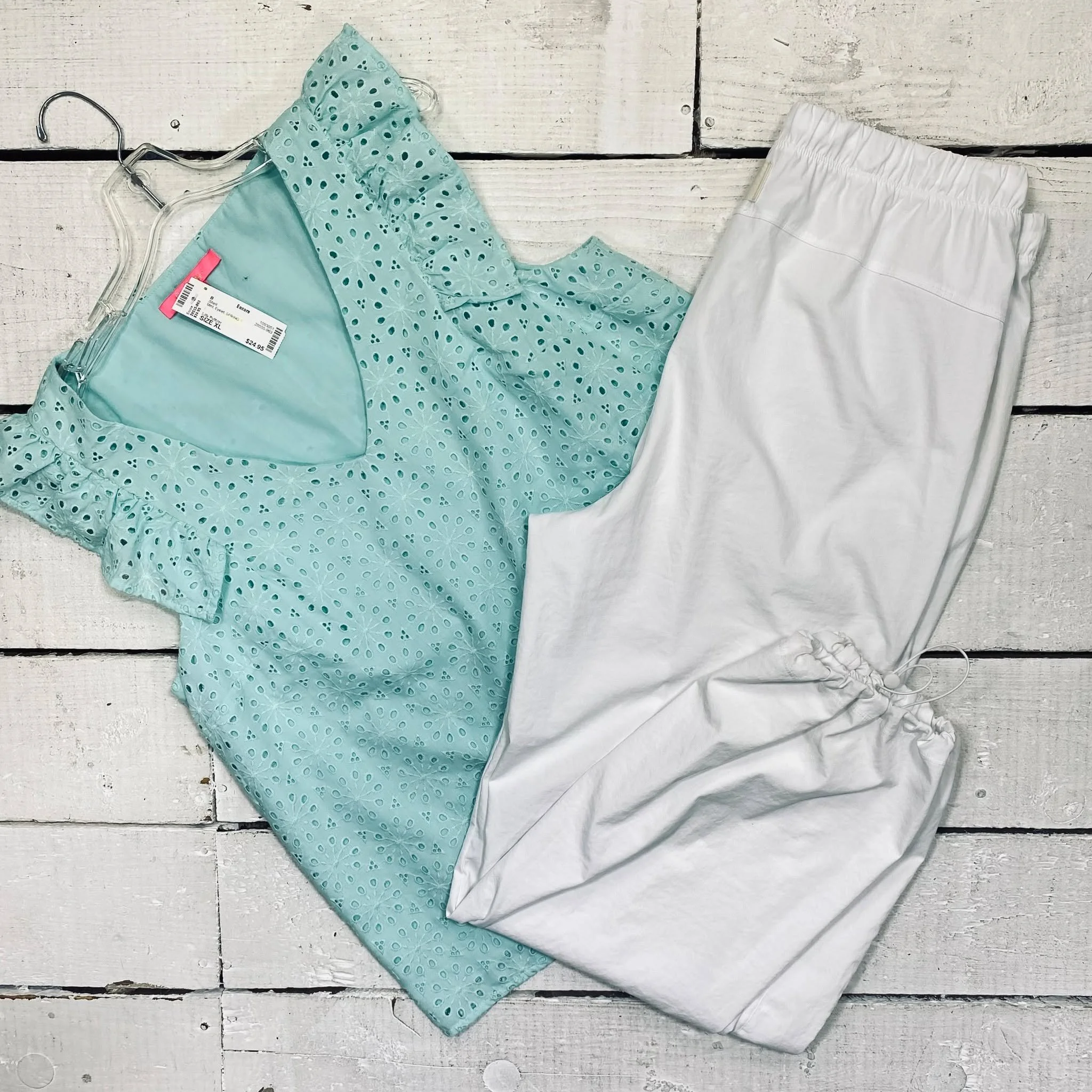 Lilly Pulitzer Shell Size XL, $24.95
FLX Pants Size 14, $12.95