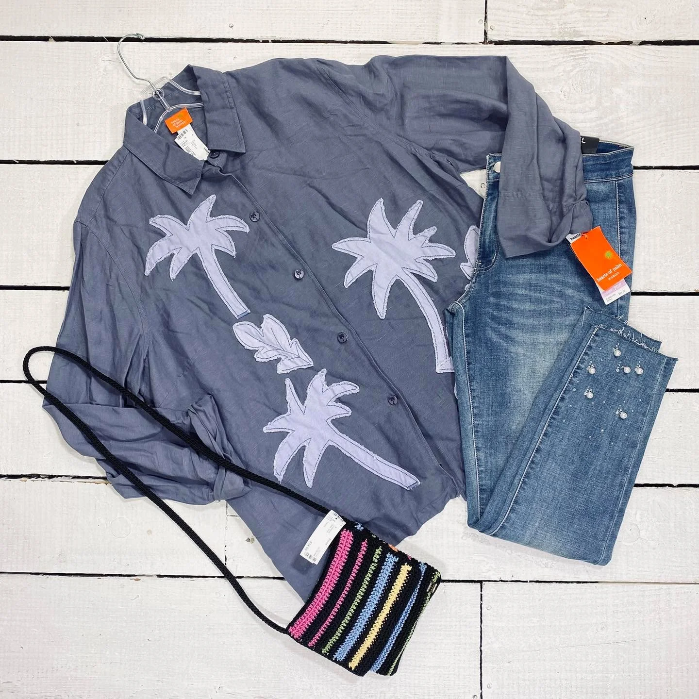 Hearts of Palm Blouse Size 2X, $18.99
Vocal Jeans Size 12, $18.99
The Sak Crossbody, $14.99