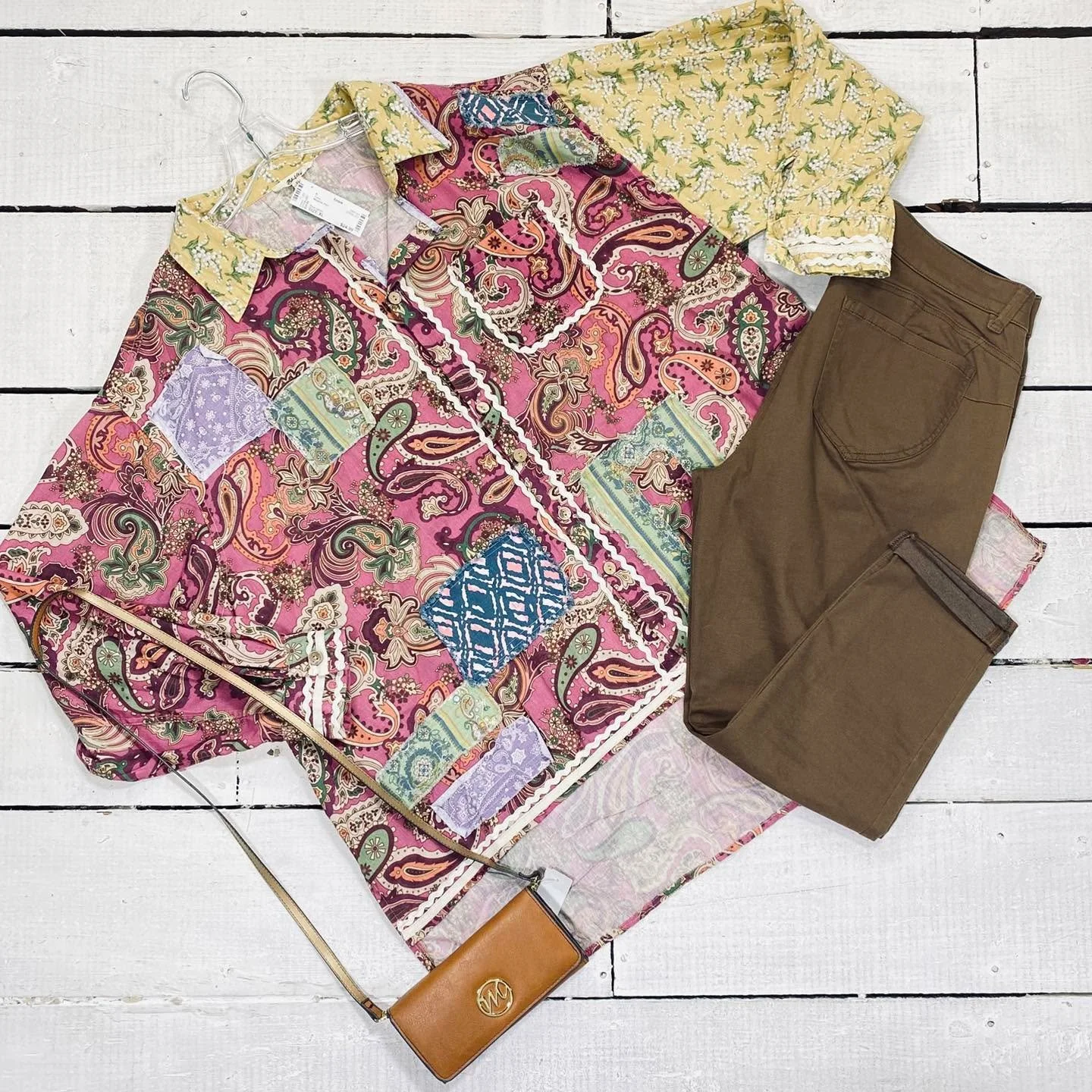 Blue Velvet Tunic Size XL, $24.99
Democracy Pants Size 14, $13.99
Crossbody, $10.99