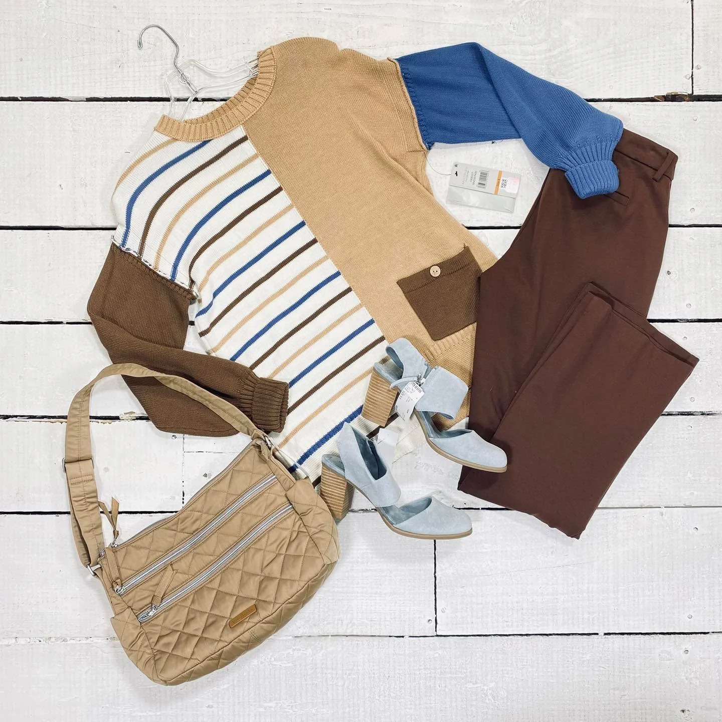 Multiples Top Size S, $14.95
Liverpool Pants Size 6, $14.99
Toms Pumps Size 8.5, $28.95
Vera Bradley Purse, $14.99