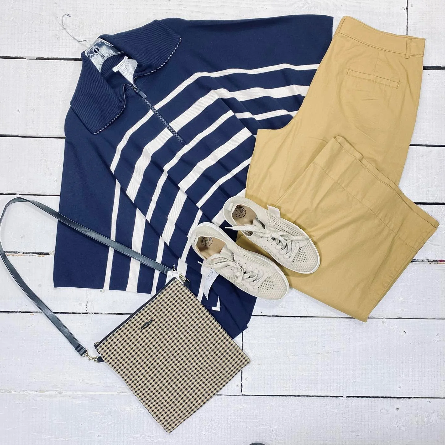 Chicos Top Size L, $17.99
Loft Pants Size 12, $13.99
Longaberger Crossbody, $22.99
White Mt Tennis Size 9.5, $15.95