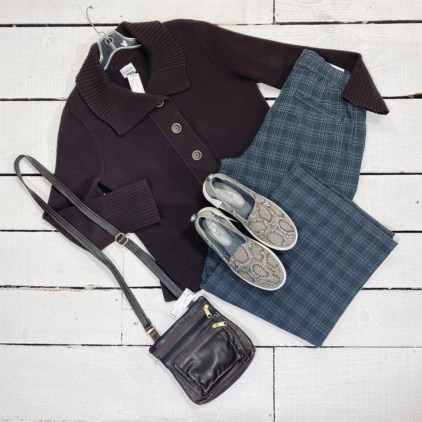 Chicos Cardigan Size L, $14.99
American Eagle Pants Size 10, $14.99
Bare Traps Flats Size 9, $16.99
Crossbody, $13.99