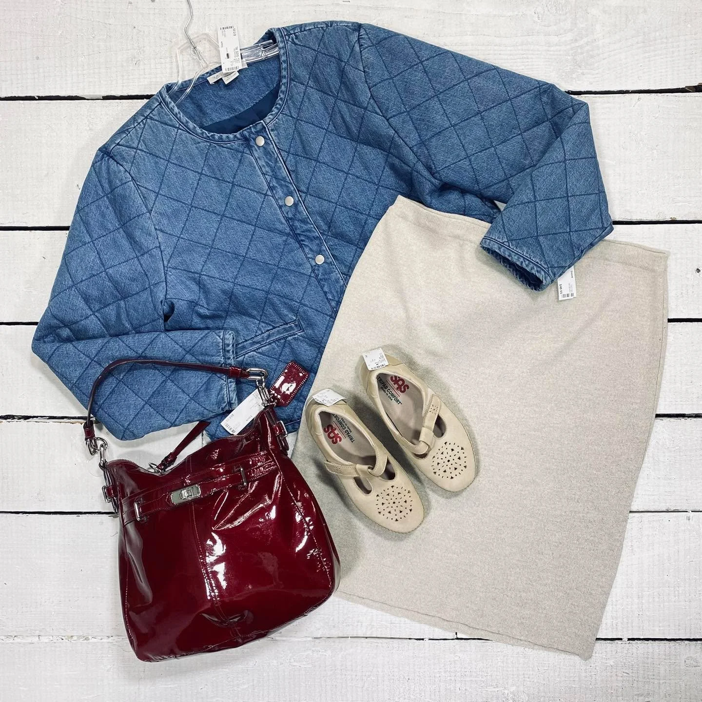 Rachel Zoe Jacket Size XL, $15.95
Eileen Fisher Skirt Size XL, $48.95
SAS Flats Size 7.5, $25.99
Coach Purse, $65.95