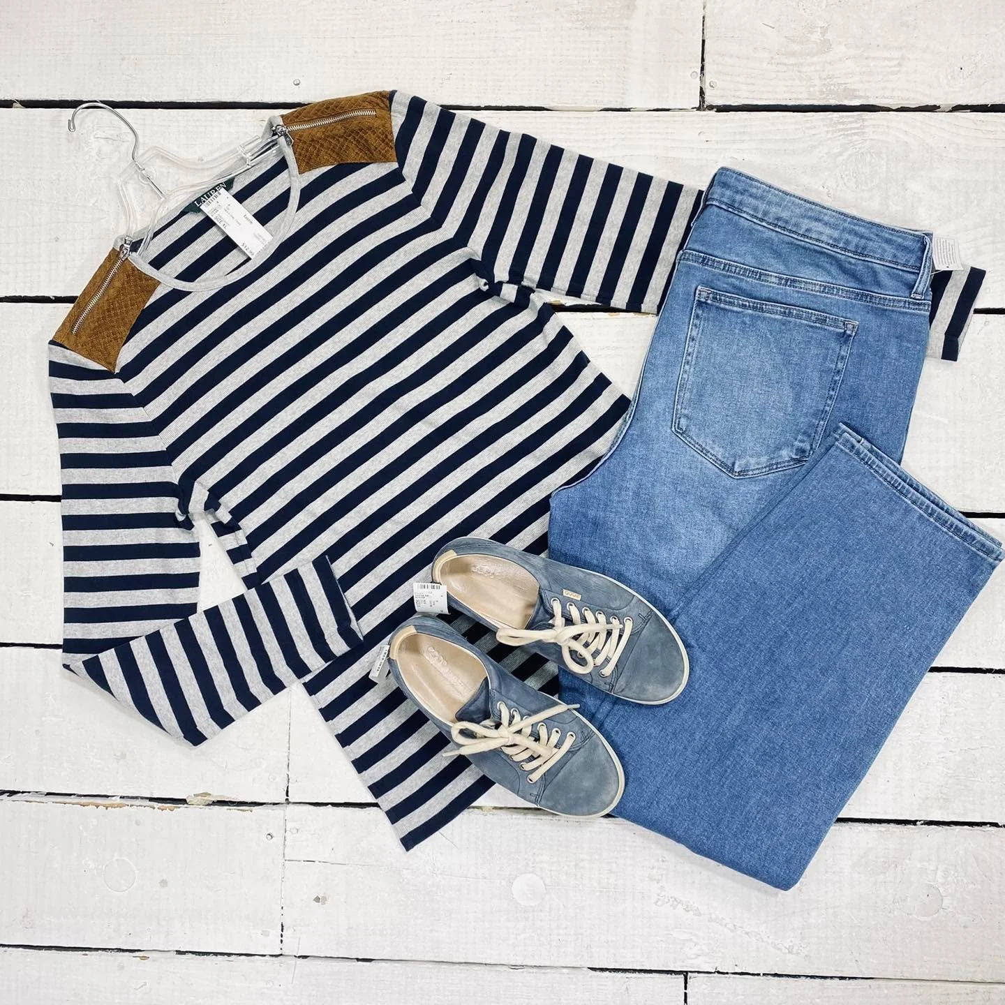 Ralph Lauren Top Size XL, $12.99
Jeans Size 16, $10.95
Ecco Tennis Size 8, $24.99