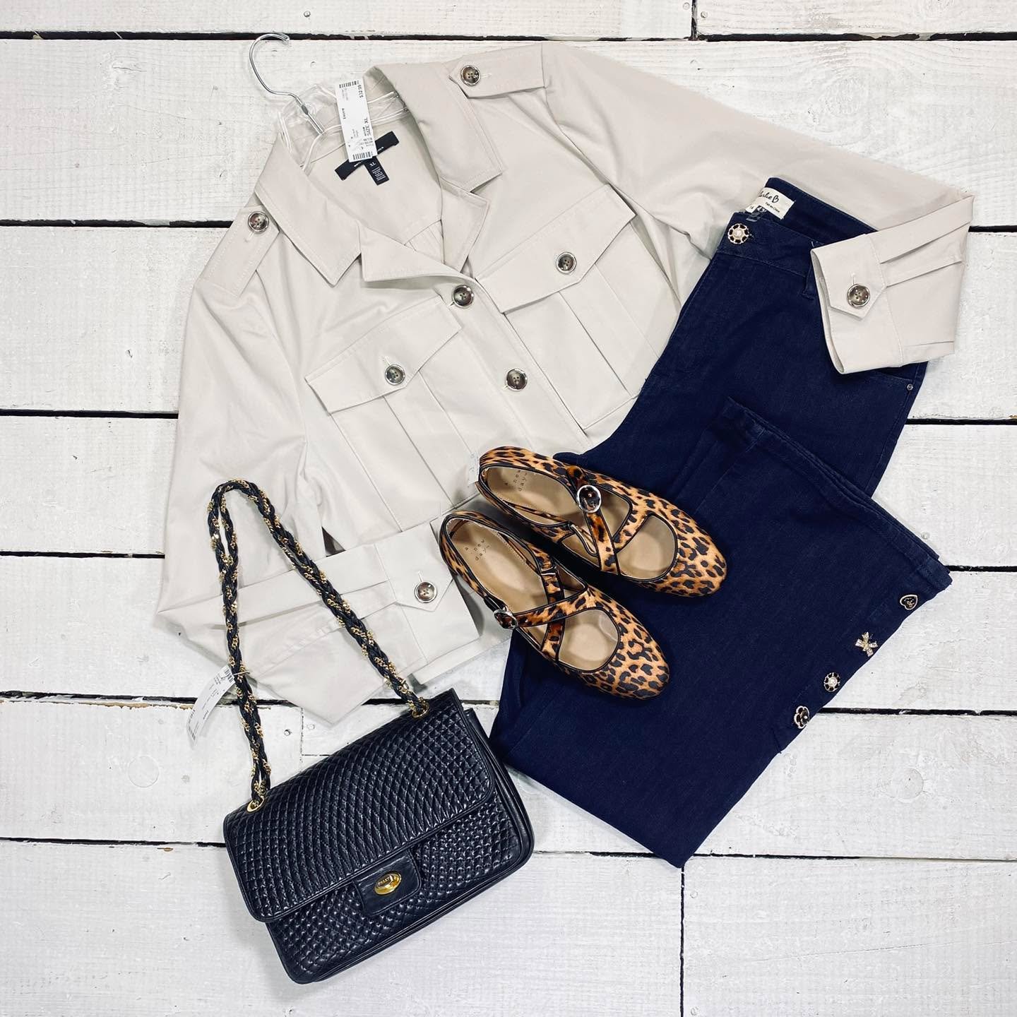 WHBM Jacket Size XL, $32.99
Charlie B Jeans Size 14, $30.99
Flats Size 9, $13.99
Ballin Purse, $149.99