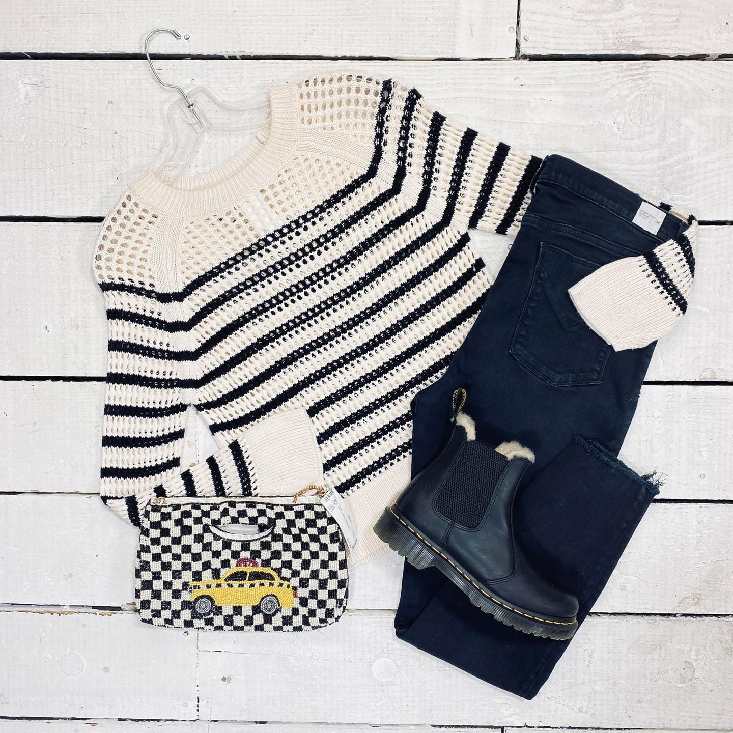 Allsaints Top Size S, $18.99
Hudson Jeans Size 12, $14.99
Purse, $14.99
Doc Martens Ankle Boot Size 7, $55.99