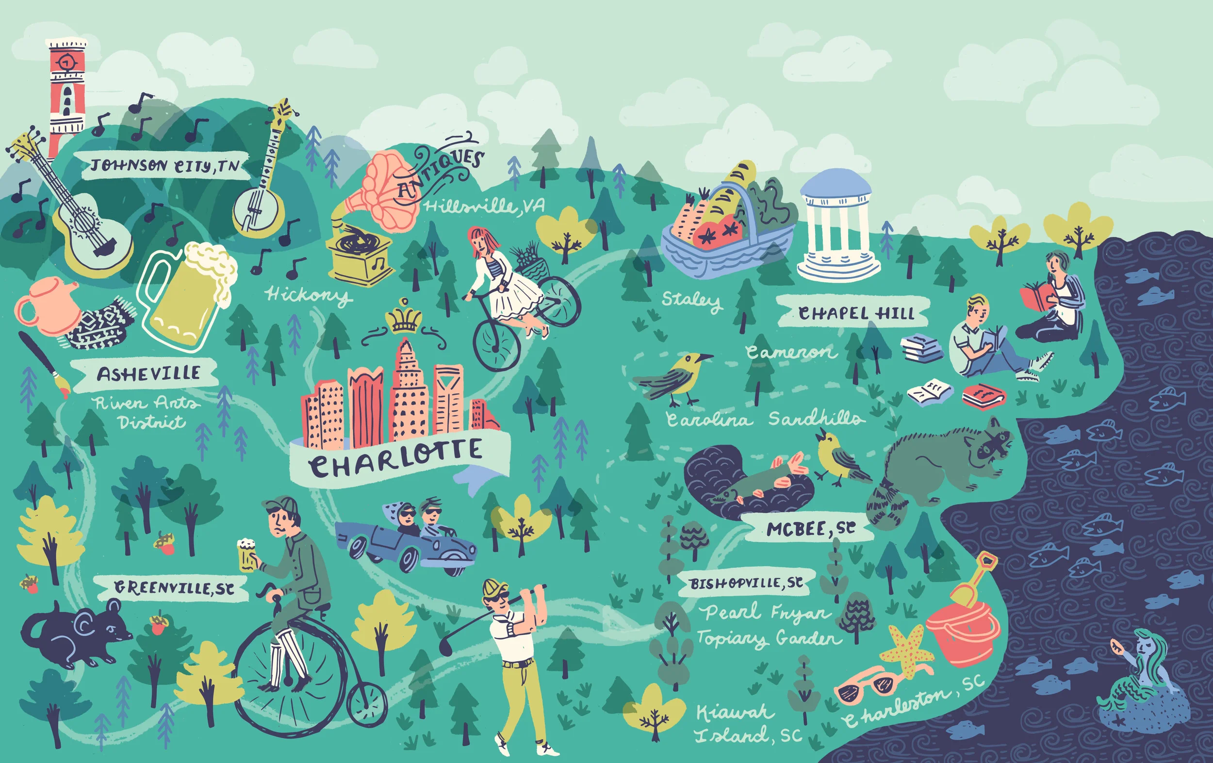 Charlotte Area Map, Charlotte Magazine, 2015