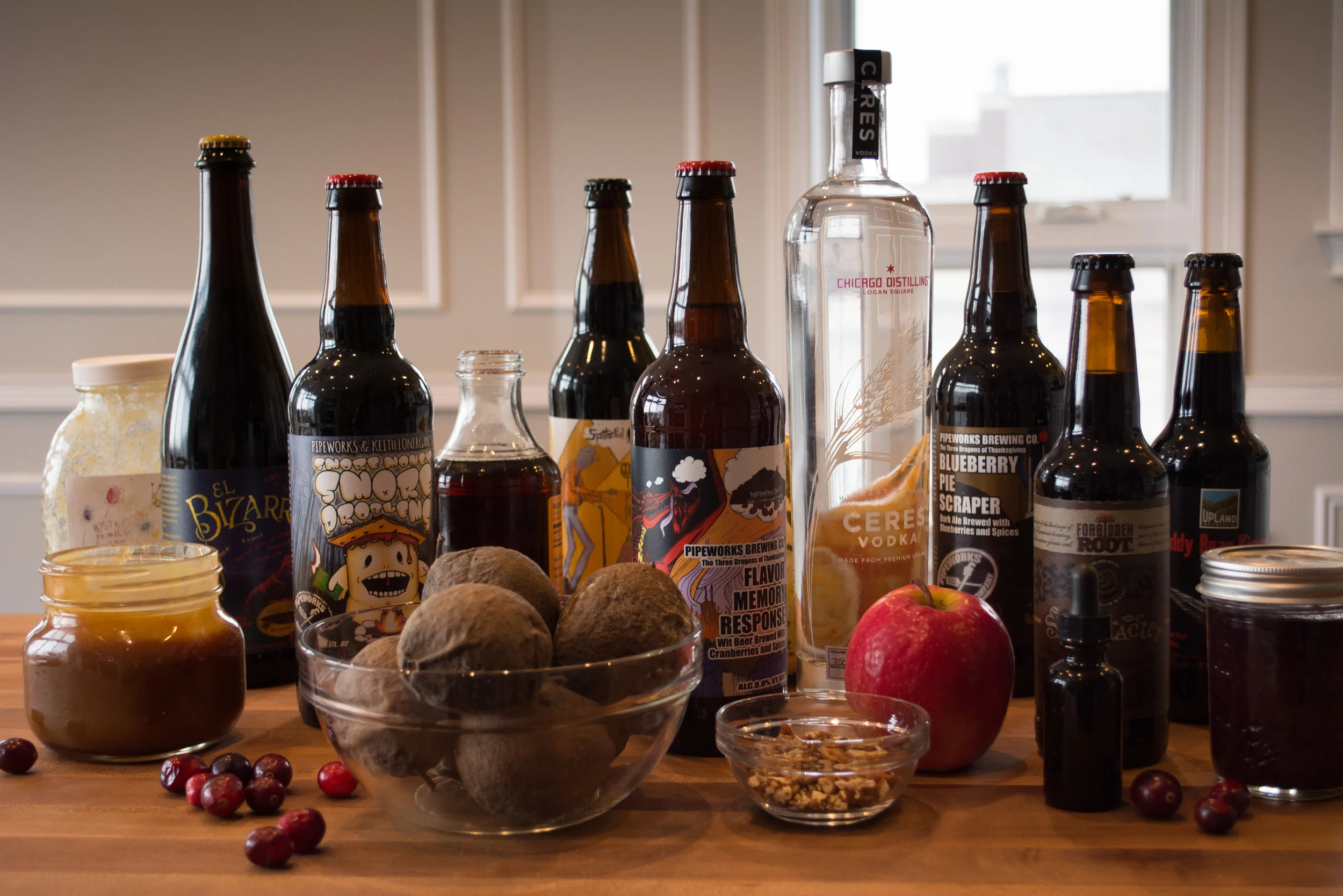 Brews from: 5 Rabbit, Pipeworks, Forbidden Root, Upland, and Chicago Distilling Company's Ceres vodka