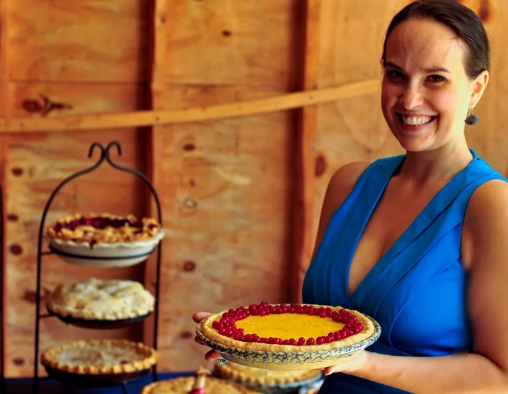 Sarah Mallin and her gorgeous pies, photo courtesy of Pyrite Sun