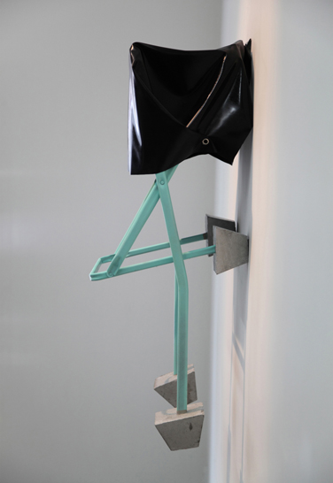 Untitled (JEFF 1) 2014 Latex, Metallic structure (IKEA JEFF Chair) and cement 47 x 39 x 39 inches