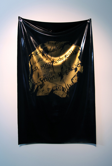 Because society tells me (as Tarantino said) Silkscreen on latex 27 x 35 inches 2014
