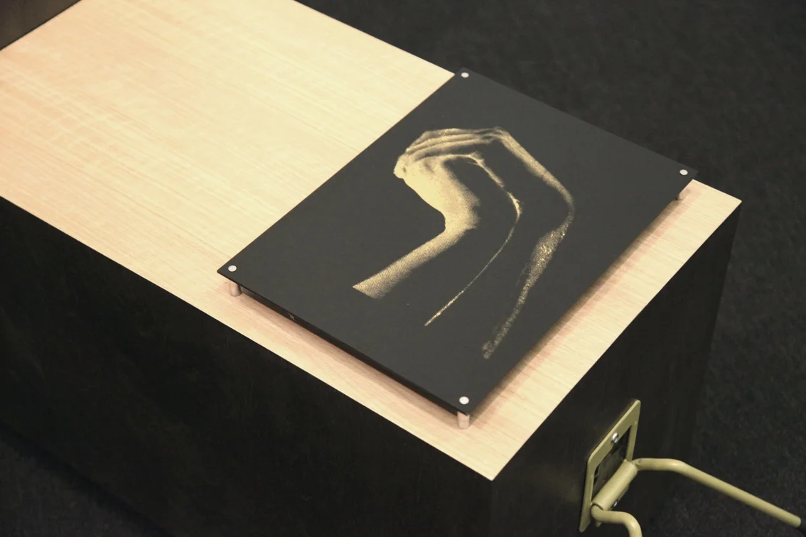 TOUCH (Annie). Latex, silkscreen on plexiglass, silkscreen on latex, maple, plywood and hooks. 43.4 x 35.4 x 15.7 inches. 2016