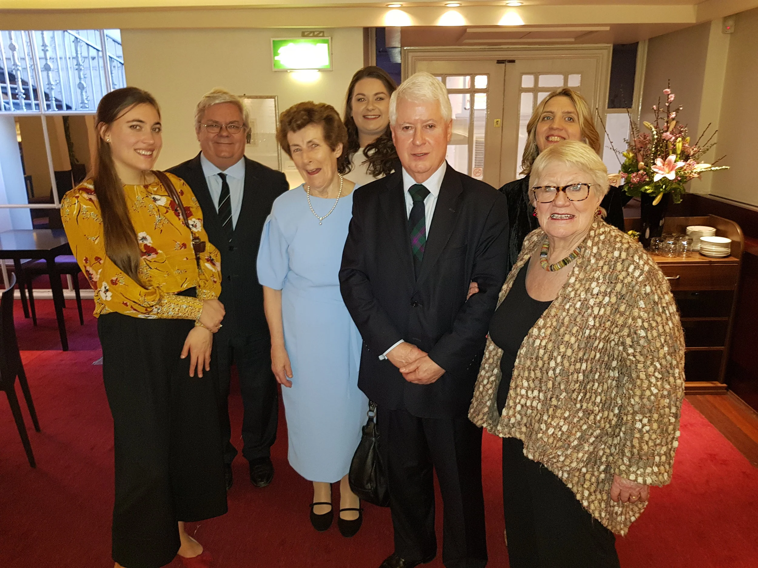 L-R: (back row) Dr Kerry Houston (DIT Conservatory of Music and Drama, member of the Ina Boyle Development Committee (IBDC) , Emma O'Keeffe (PhD researcher, IBDC), Dearbhla Collins (piano). (front row) Nad è ge Rochat (cello), Dr Ita Beausang (musicologist, author, IBDC), Kenneth Baird (Director of the European Opera Centre Liverpool, IBDC) , Katie Rowan (Chair IBDC).