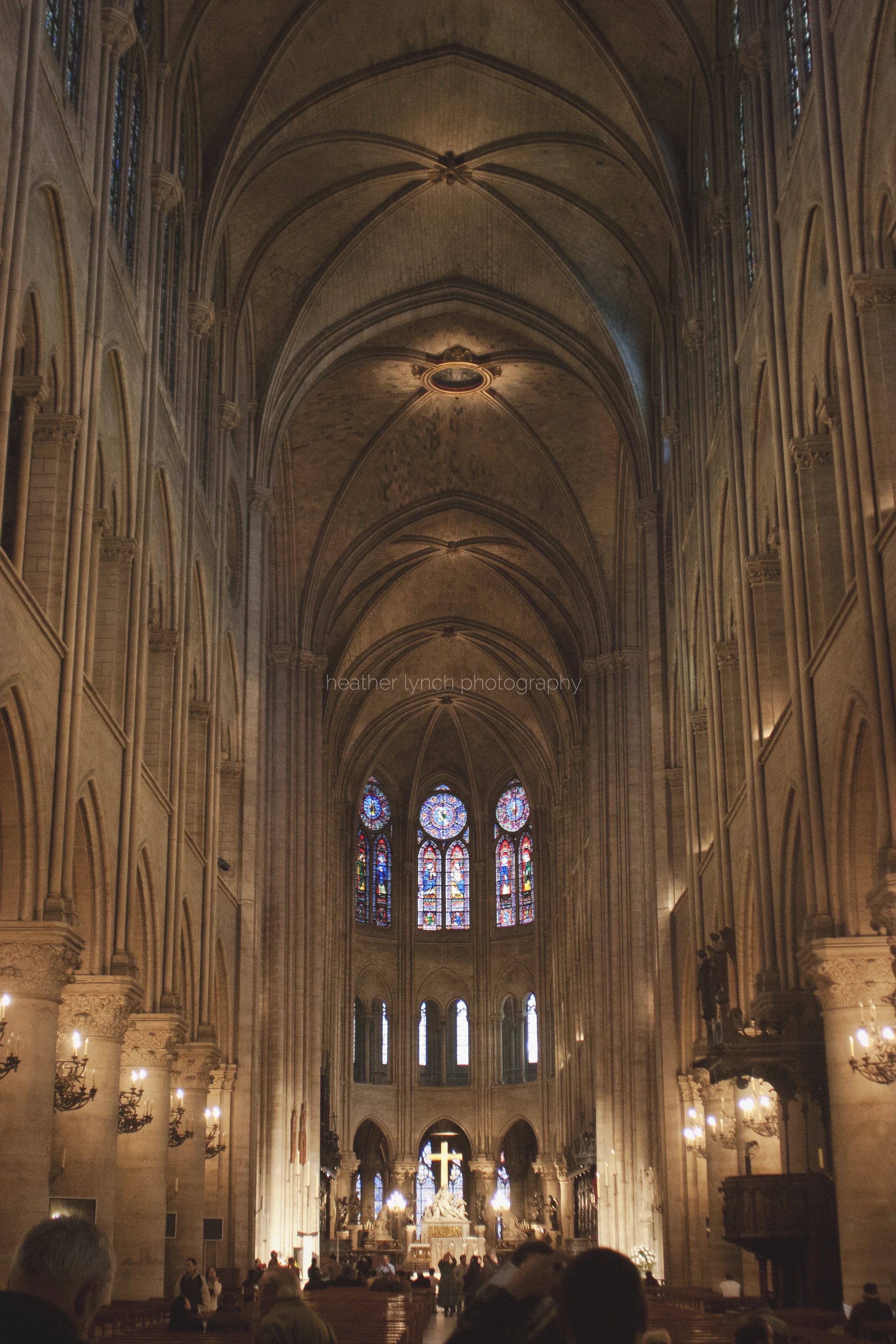 Interior of Notre Dame, looking toward the altar.
