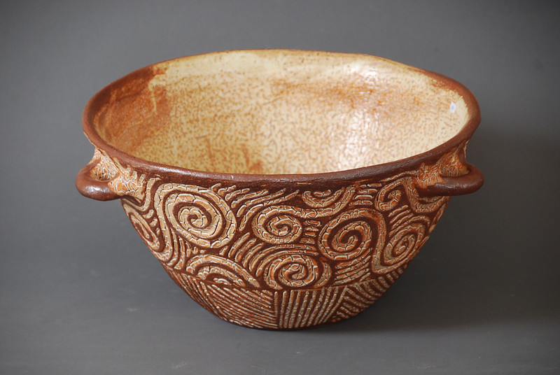 Bowl with Shino Inlay, Stoneware, 2014