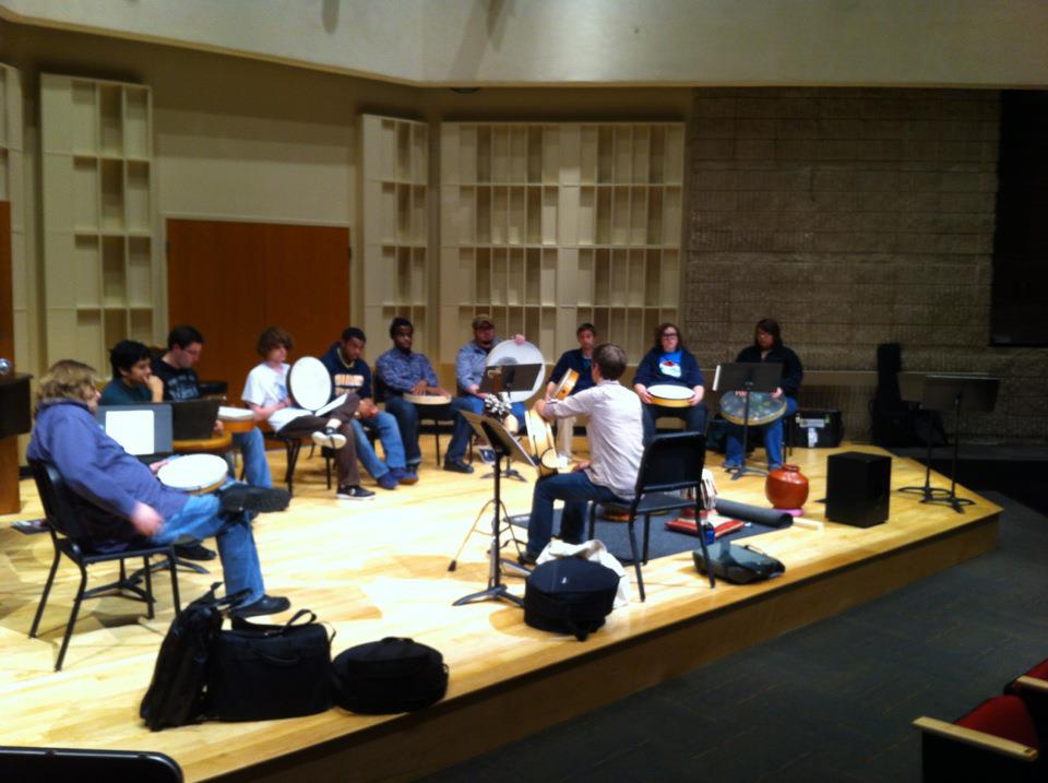 An frame drum workshop at the University of Toledo, 2011
