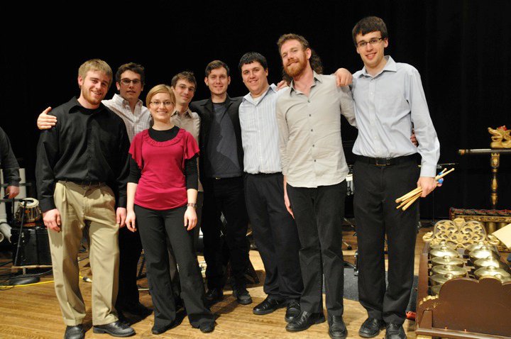 Members of Starbrand with the University of Michigan Percussion Ensemble after the world premier of PTA , 2010 Photo credit: Cory Robinson