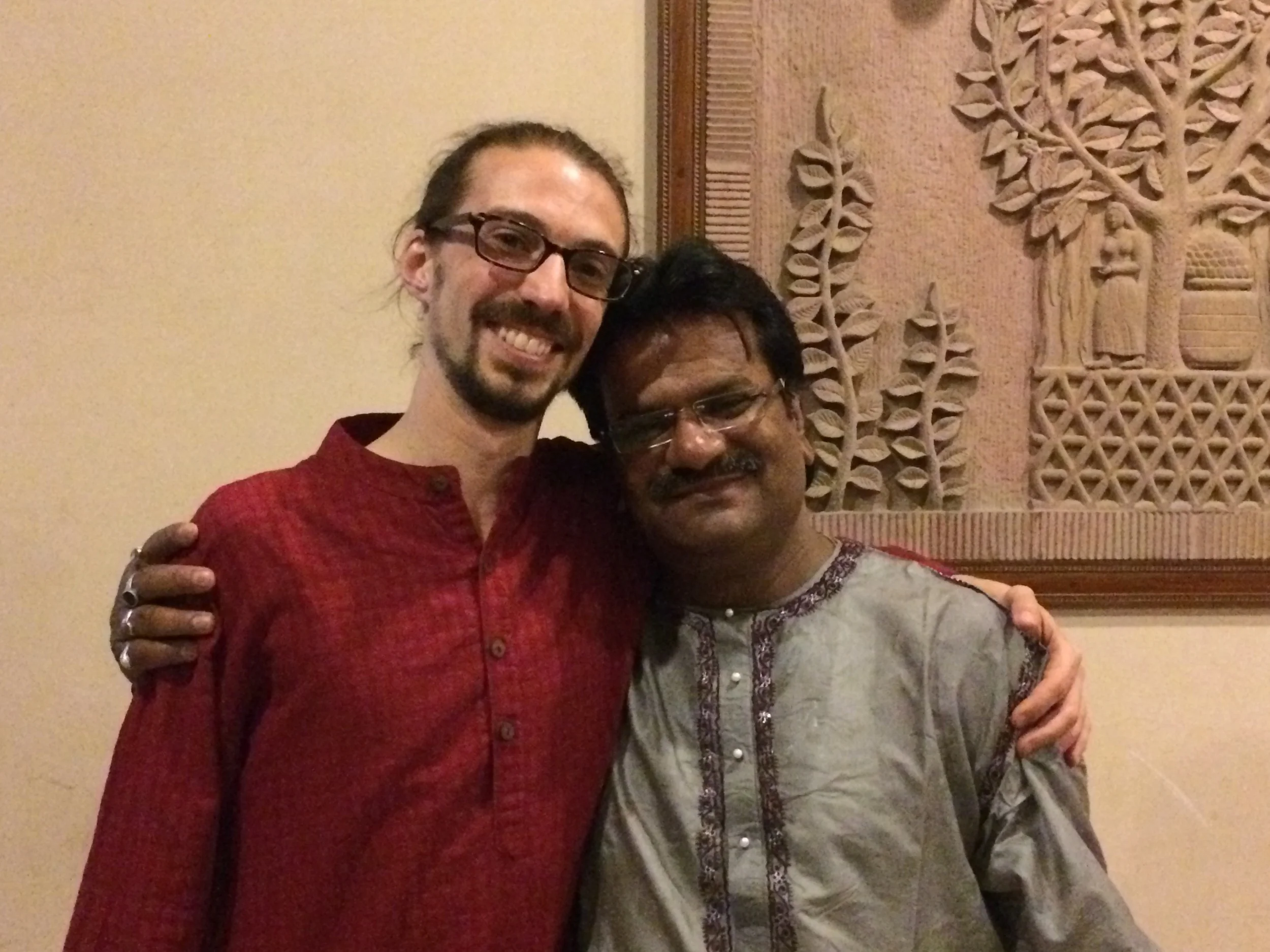 Dan with his tabla guru, Pandit Kuber Nath Mishra, Varanasi, March 2015.