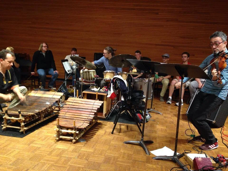 The Mark Stone Trio presenting a masterclass at Ohio University, October 2014. 