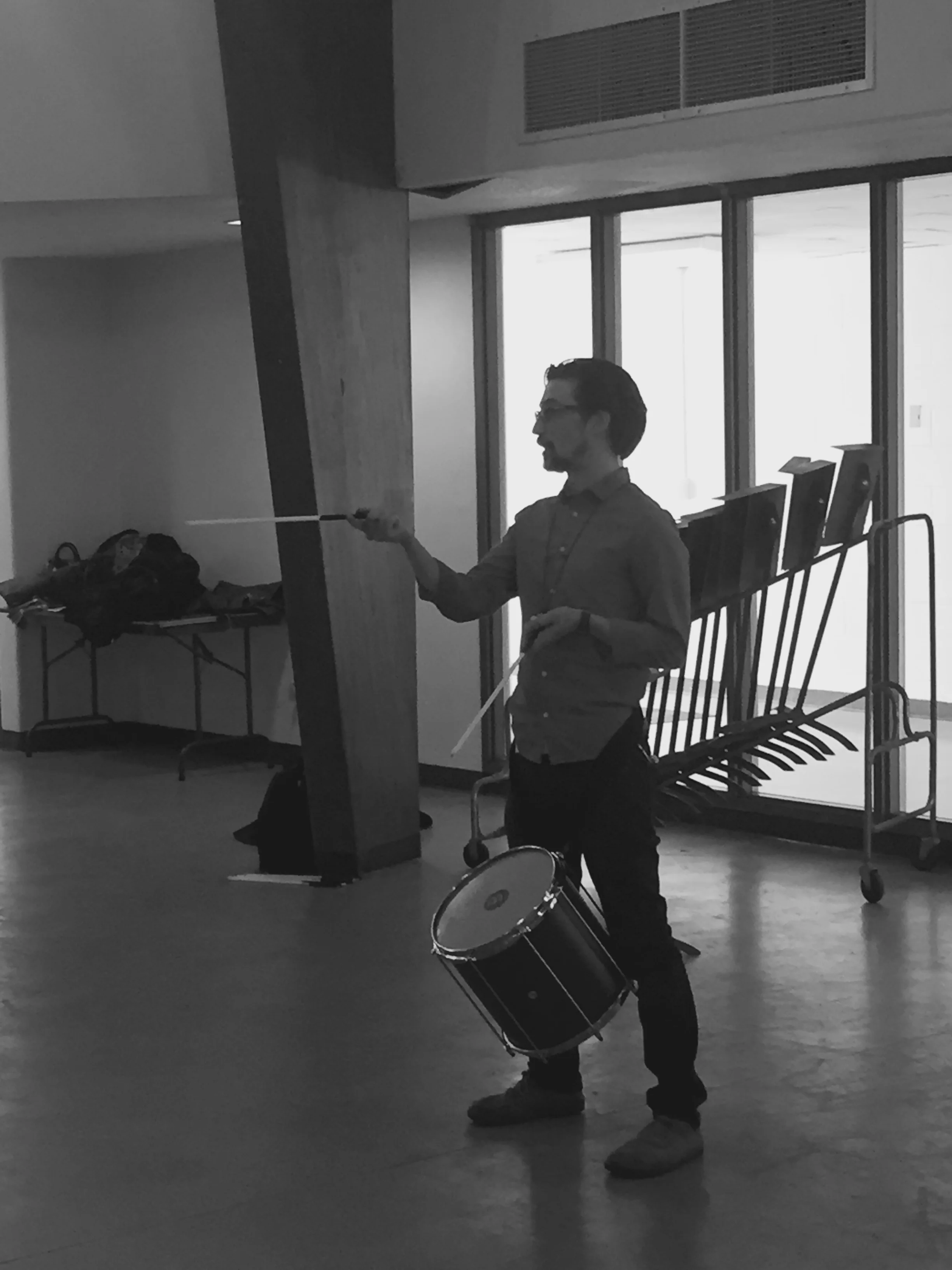 Dan teaching samba reggae at BGSU.