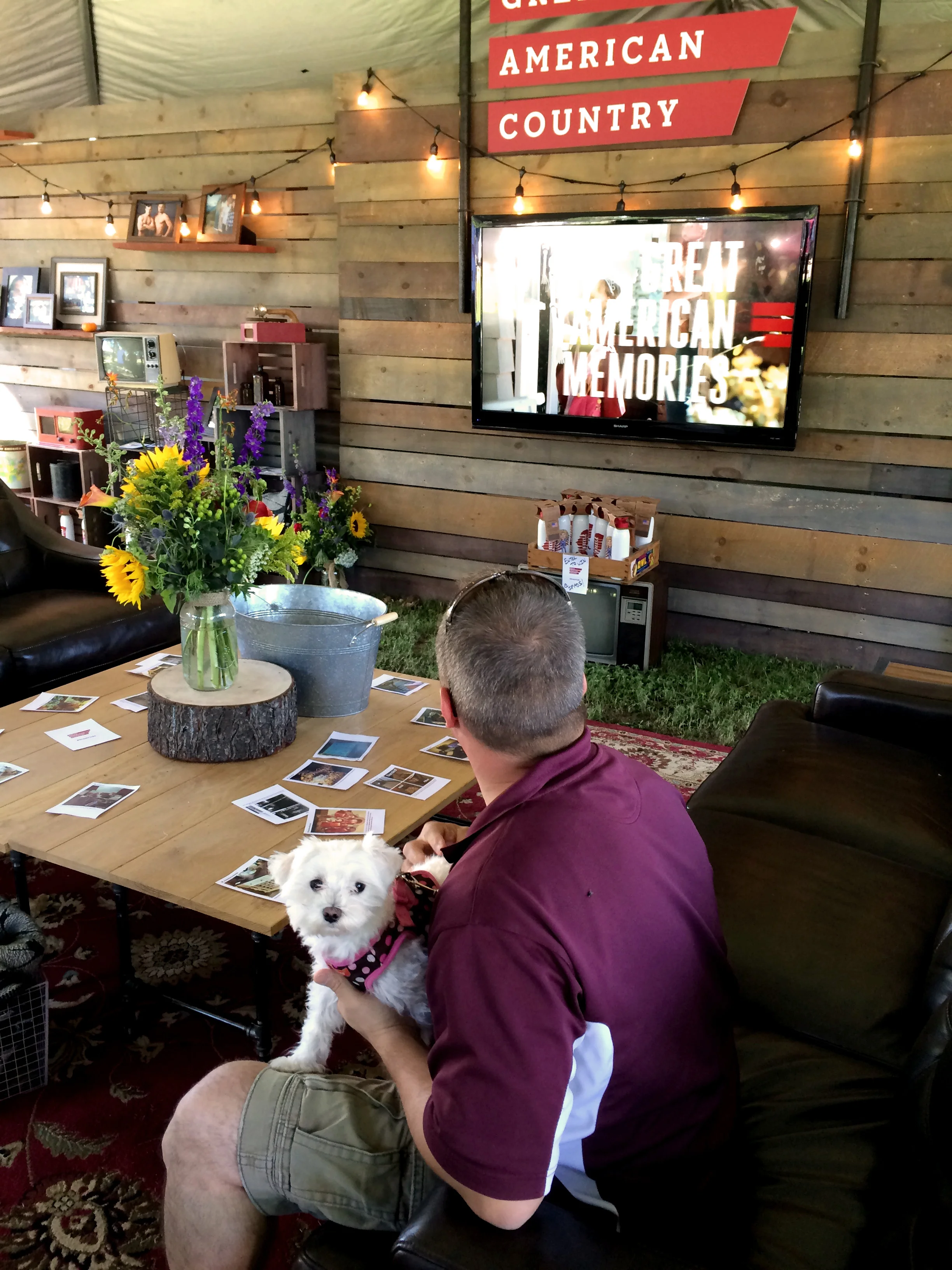 Penny Lane and Kurt hanging out in the outdoor living room provided by Great American Country