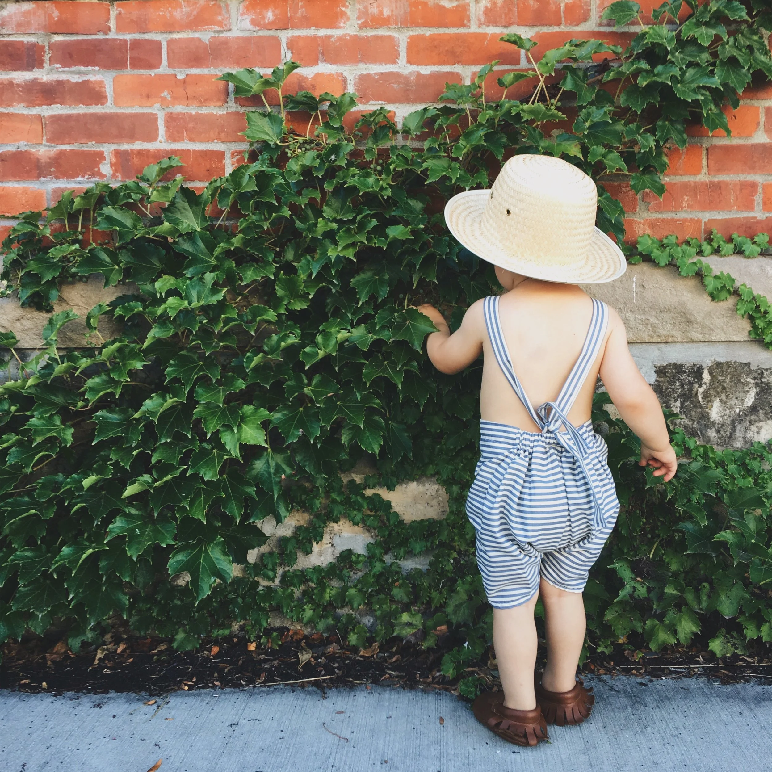 Anchor Stripe Cotton Playsuit c/o Little A Handmade // Moccasins c/o Ulla + Viggo