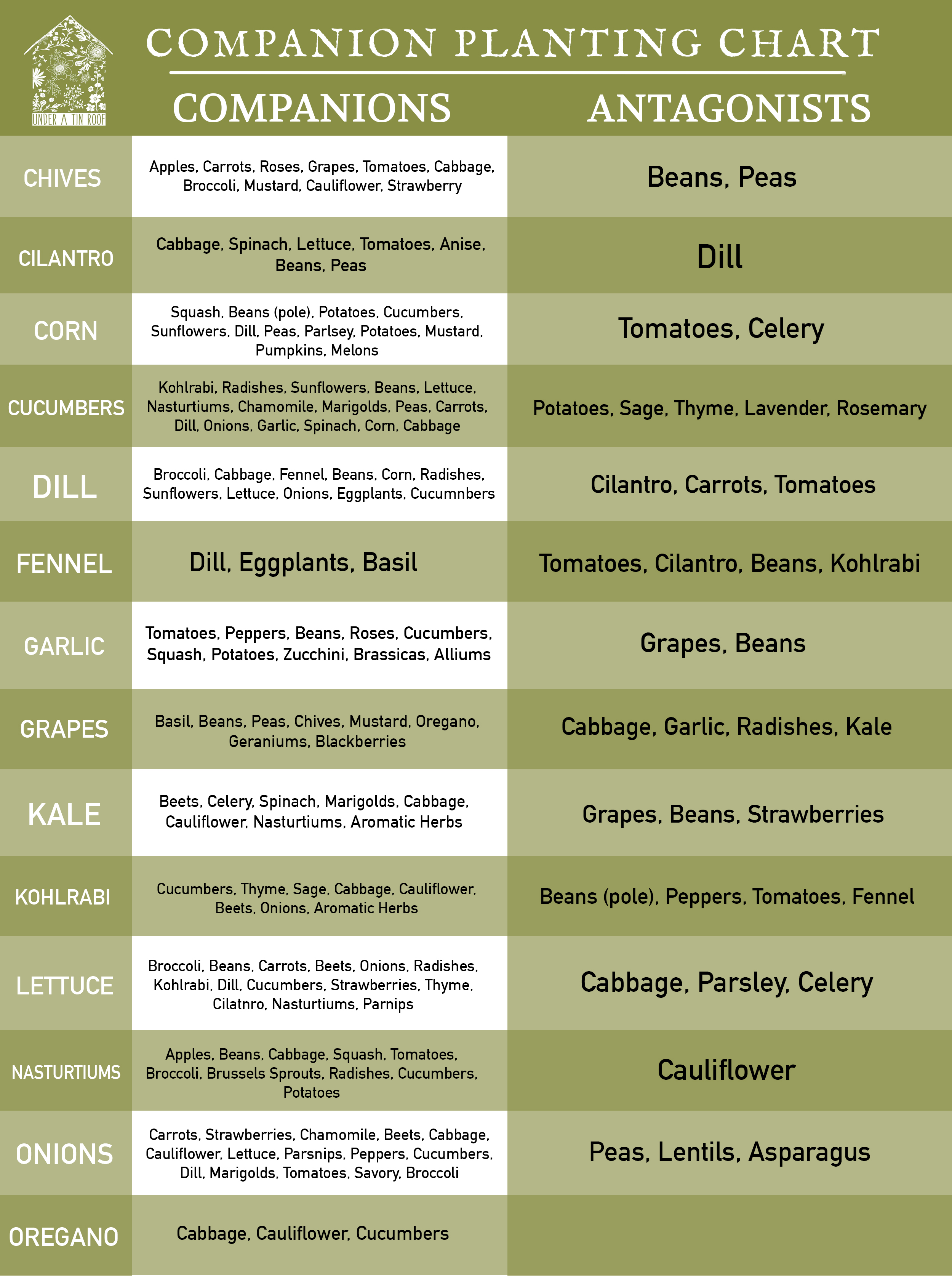 Veg Companion Planting Chart