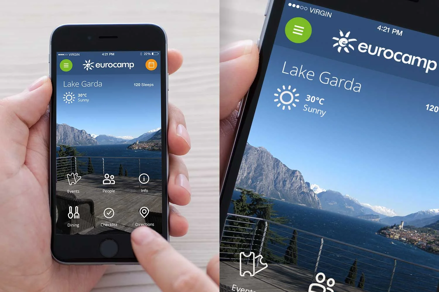 From the home screen they can organise their entire holiday, they also see photography, the weather and a countdown.