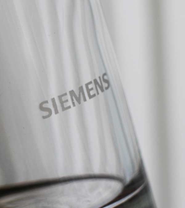 Etching of the Siemens logo