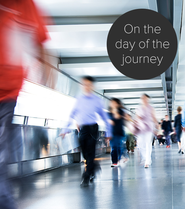 On the day of the journey people are active, looking for info and travel documentation