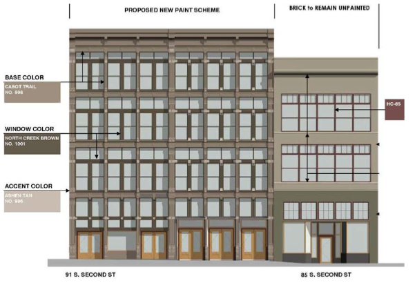 Rendering of South Second's Exterior Facade