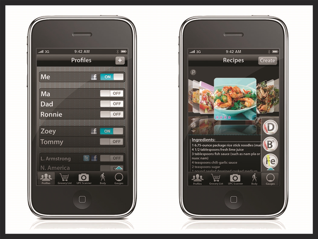 Thesis Component: Mobile concept for an app that allows recipe searchability based on nutrition.