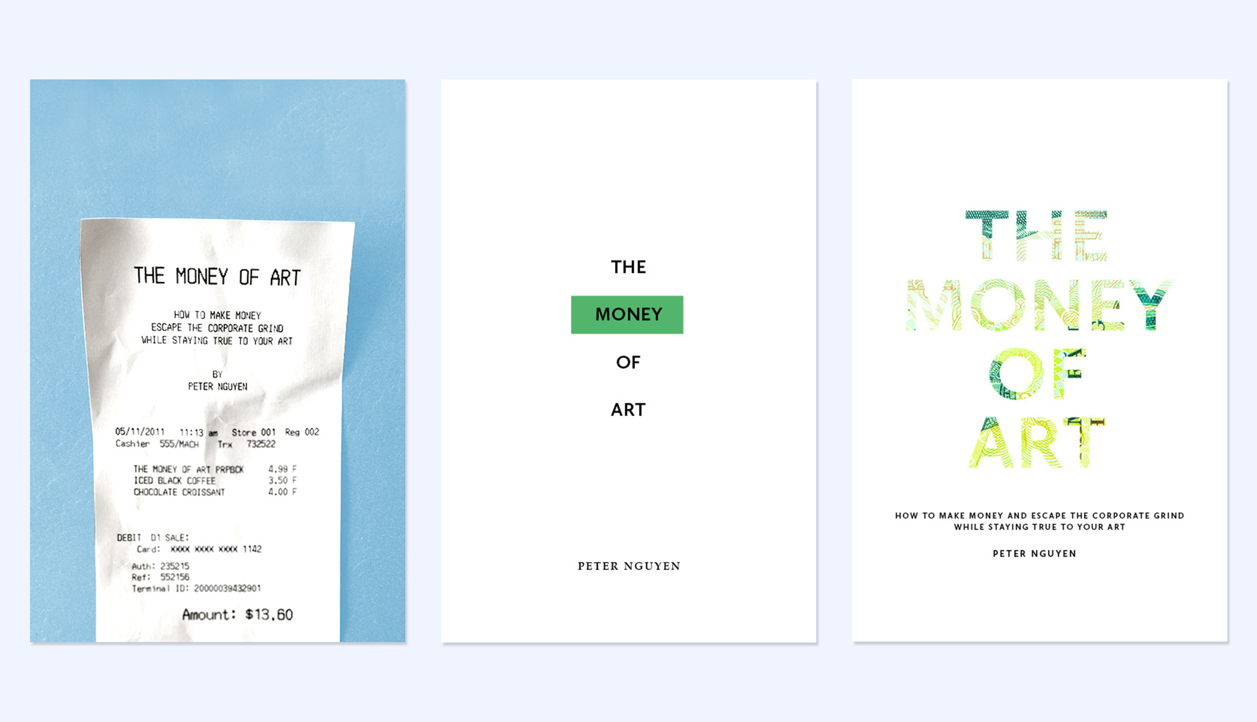 Original cover mockups for The Money of Art