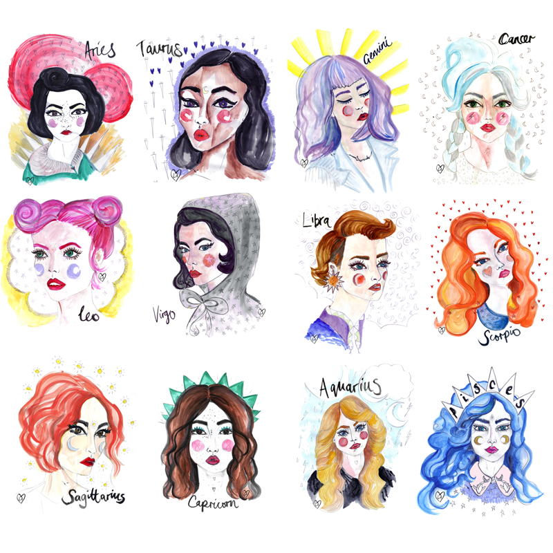 Louise's Astro Girl Zodiac series ( prints available ) 